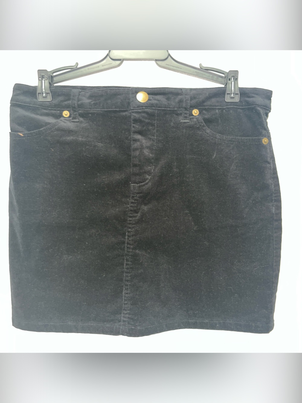 Black Velvet Mini Skirt with Gold Accent Hardware